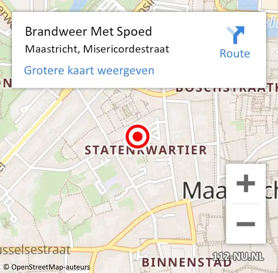 Locatie op kaart van de 112 melding: Brandweer Met Spoed Naar Maastricht, Misericordestraat op 28 april 2024 14:51