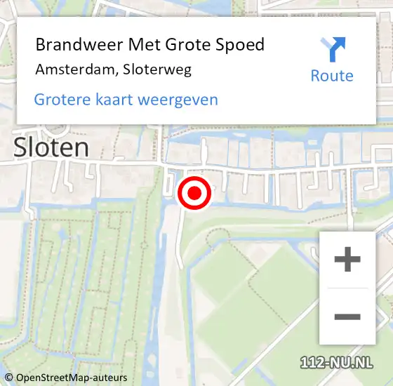 Locatie op kaart van de 112 melding: Brandweer Met Grote Spoed Naar Amsterdam, Sloterweg op 28 april 2024 14:58
