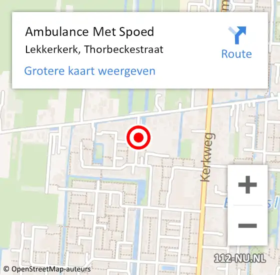 Locatie op kaart van de 112 melding: Ambulance Met Spoed Naar Lekkerkerk, Thorbeckestraat op 3 oktober 2014 23:10