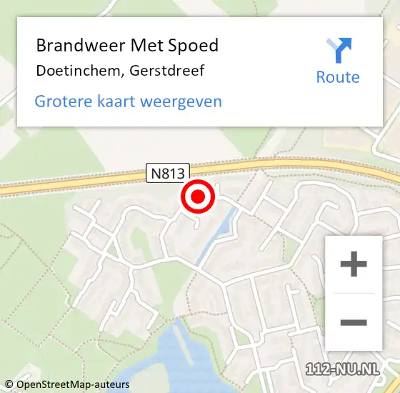 Locatie op kaart van de 112 melding: Brandweer Met Spoed Naar Doetinchem, Gerstdreef op 28 april 2024 15:09