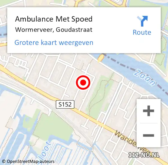 Locatie op kaart van de 112 melding: Ambulance Met Spoed Naar Wormerveer, Goudastraat op 28 april 2024 15:13