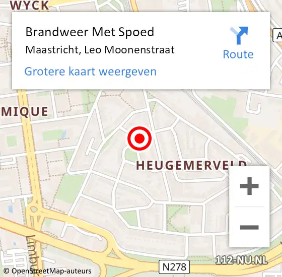 Locatie op kaart van de 112 melding: Brandweer Met Spoed Naar Maastricht, Leo Moonenstraat op 28 april 2024 15:21