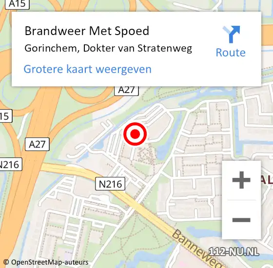 Locatie op kaart van de 112 melding: Brandweer Met Spoed Naar Gorinchem, Dokter van Stratenweg op 28 april 2024 15:30