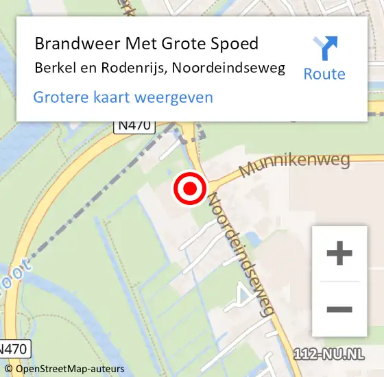 Locatie op kaart van de 112 melding: Brandweer Met Grote Spoed Naar Berkel en Rodenrijs, Noordeindseweg op 28 april 2024 15:35