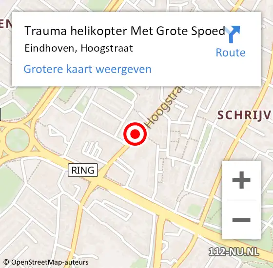 Locatie op kaart van de 112 melding: Trauma helikopter Met Grote Spoed Naar Eindhoven, Hoogstraat op 28 april 2024 15:35