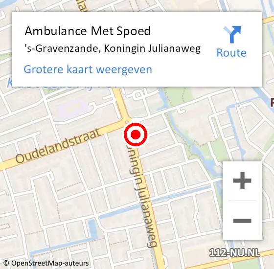 Locatie op kaart van de 112 melding: Ambulance Met Spoed Naar 's-Gravenzande, Koningin Julianaweg op 28 april 2024 15:39