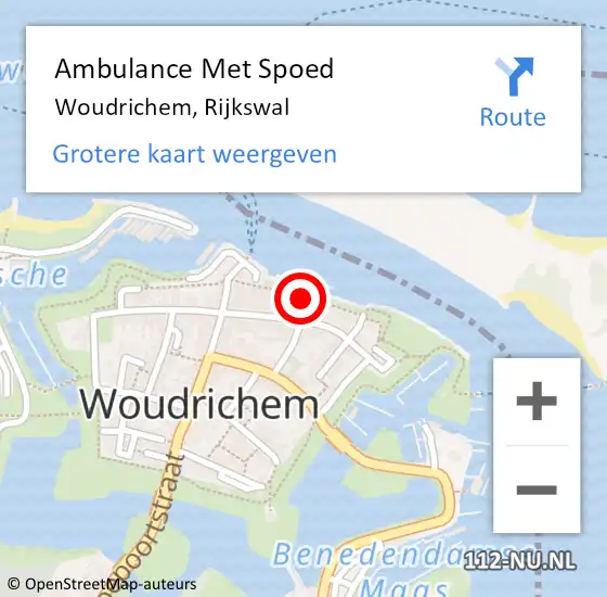 Locatie op kaart van de 112 melding: Ambulance Met Spoed Naar Woudrichem, Rijkswal op 28 april 2024 15:43