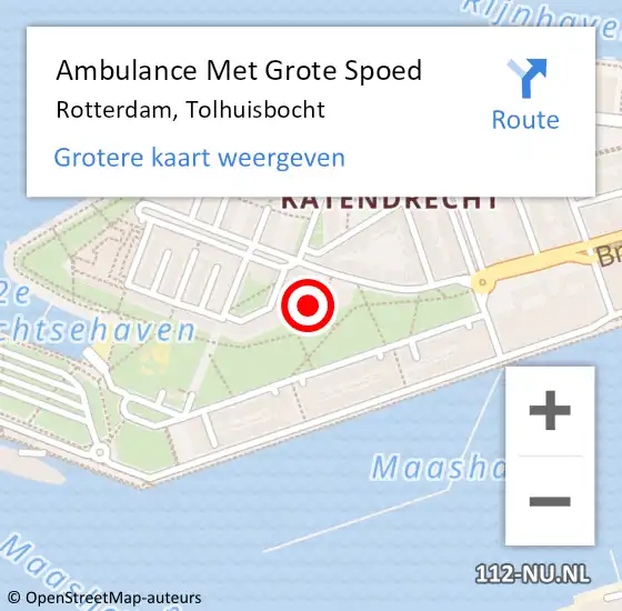Locatie op kaart van de 112 melding: Ambulance Met Grote Spoed Naar Rotterdam, Tolhuisbocht op 28 april 2024 15:49