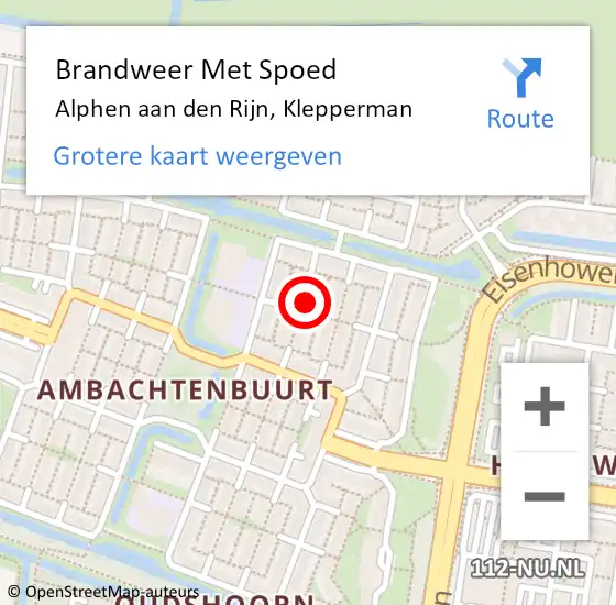 Locatie op kaart van de 112 melding: Brandweer Met Spoed Naar Alphen aan den Rijn, Klepperman op 28 april 2024 16:21