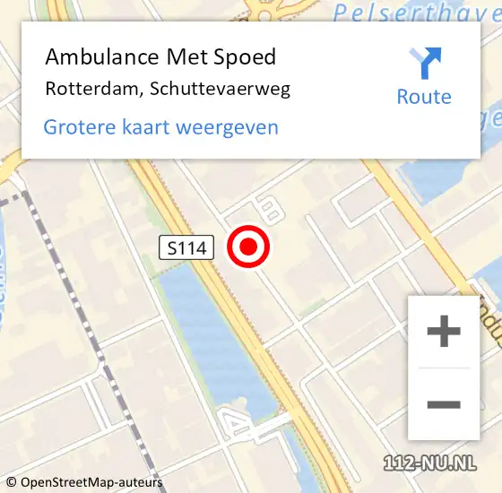 Locatie op kaart van de 112 melding: Ambulance Met Spoed Naar Rotterdam, Schuttevaerweg op 28 april 2024 16:45