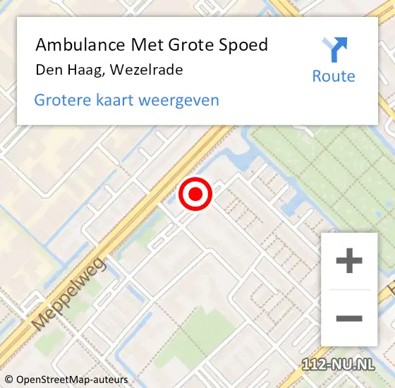 Locatie op kaart van de 112 melding: Ambulance Met Grote Spoed Naar Den Haag, Wezelrade op 28 april 2024 16:49