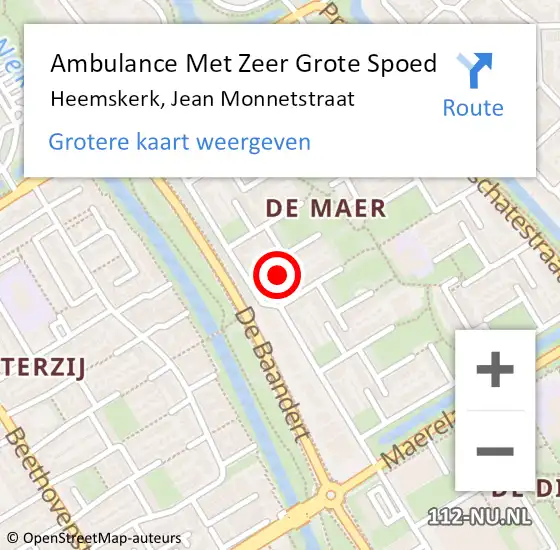 Locatie op kaart van de 112 melding: Ambulance Met Zeer Grote Spoed Naar Heemskerk, Jean Monnetstraat op 28 april 2024 16:54