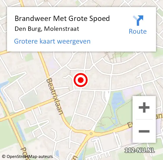 Locatie op kaart van de 112 melding: Brandweer Met Grote Spoed Naar Den Burg, Molenstraat op 28 april 2024 16:57
