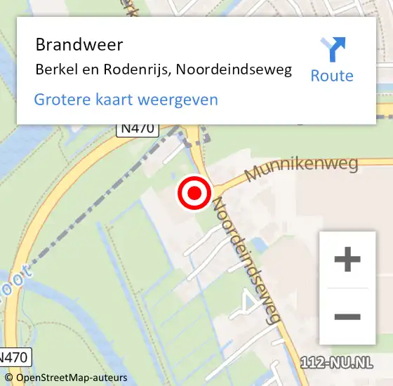 Locatie op kaart van de 112 melding: Brandweer Berkel en Rodenrijs, Noordeindseweg op 28 april 2024 17:05