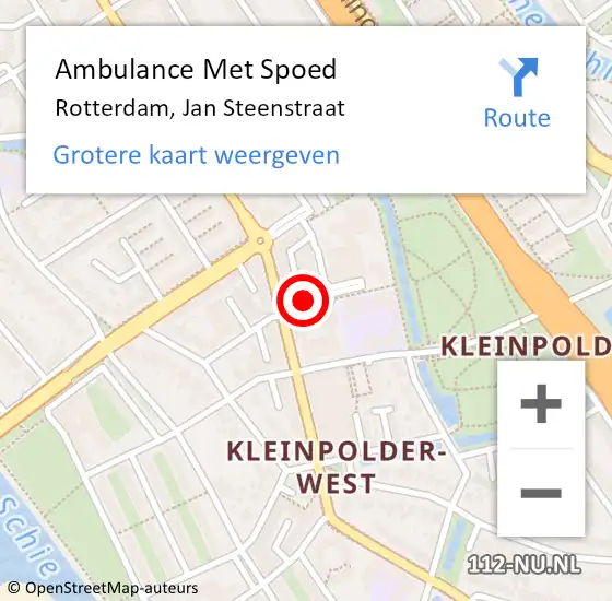 Locatie op kaart van de 112 melding: Ambulance Met Spoed Naar Rotterdam, Jan Steenstraat op 28 april 2024 17:10