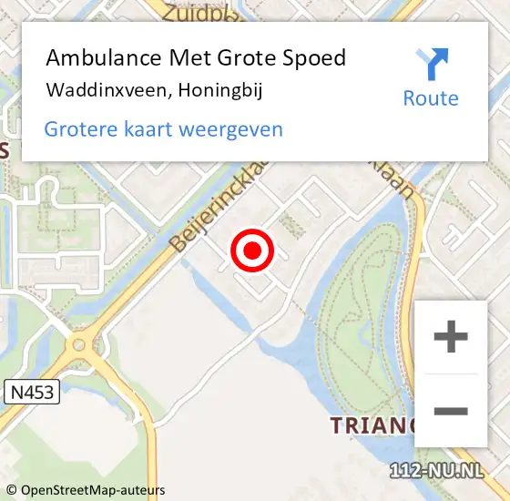 Locatie op kaart van de 112 melding: Ambulance Met Grote Spoed Naar Waddinxveen, Honingbij op 28 april 2024 17:22