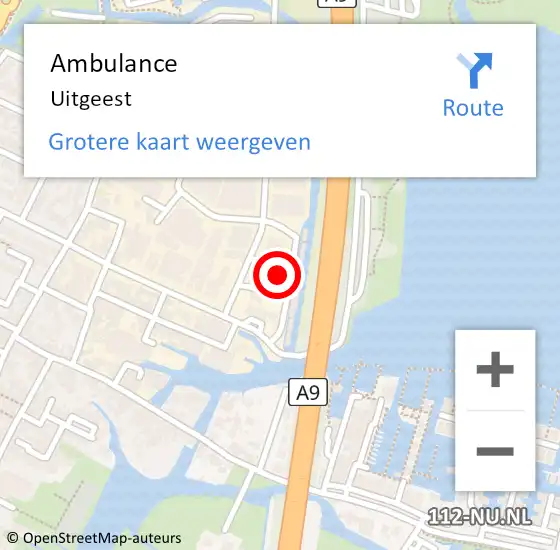 Locatie op kaart van de 112 melding: Ambulance Uitgeest op 28 april 2024 17:29