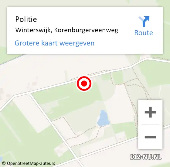 Locatie op kaart van de 112 melding: Politie Winterswijk, Korenburgerveenweg op 28 april 2024 17:35