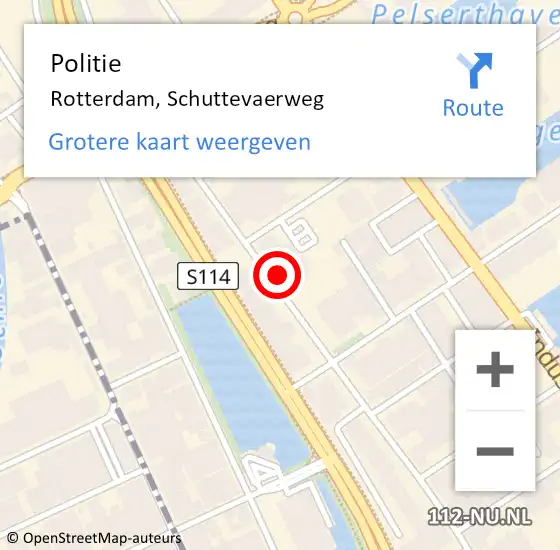 Locatie op kaart van de 112 melding: Politie Rotterdam, Schuttevaerweg op 28 april 2024 17:36