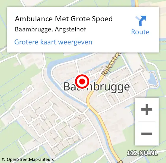 Locatie op kaart van de 112 melding: Ambulance Met Grote Spoed Naar Baambrugge, Angstelhof op 28 april 2024 17:46
