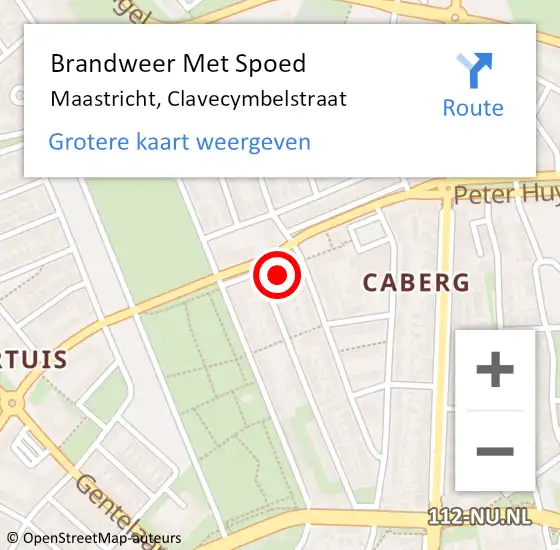 Locatie op kaart van de 112 melding: Brandweer Met Spoed Naar Maastricht, Clavecymbelstraat op 28 april 2024 17:49