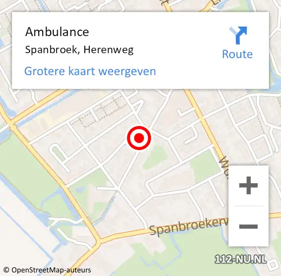 Locatie op kaart van de 112 melding: Ambulance Spanbroek, Herenweg op 28 april 2024 17:49