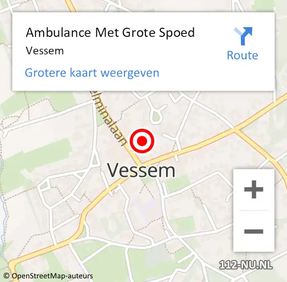 Locatie op kaart van de 112 melding: Ambulance Met Grote Spoed Naar Vessem op 28 april 2024 18:00