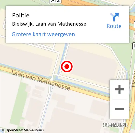Locatie op kaart van de 112 melding: Politie Bleiswijk, Laan van Mathenesse op 28 april 2024 18:00