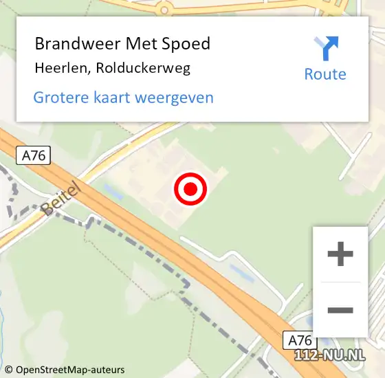 Locatie op kaart van de 112 melding: Brandweer Met Spoed Naar Heerlen, Rolduckerweg op 28 april 2024 18:09