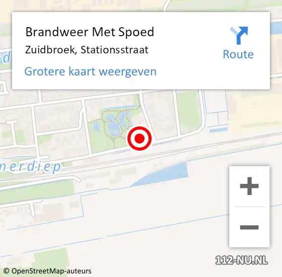 Locatie op kaart van de 112 melding: Brandweer Met Spoed Naar Zuidbroek, Stationsstraat op 28 april 2024 18:18