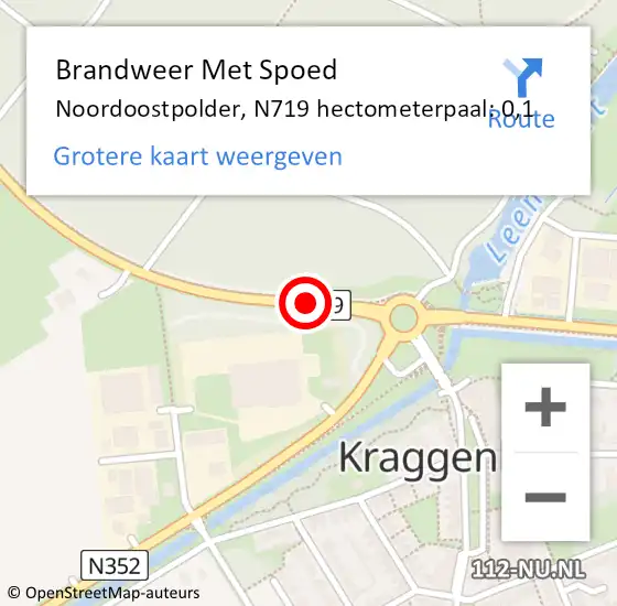 Locatie op kaart van de 112 melding: Brandweer Met Spoed Naar Noordoostpolder, N719 hectometerpaal: 0,1 op 28 april 2024 18:36