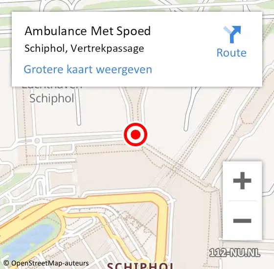Locatie op kaart van de 112 melding: Ambulance Met Spoed Naar Schiphol, Vertrekpassage op 28 april 2024 18:40