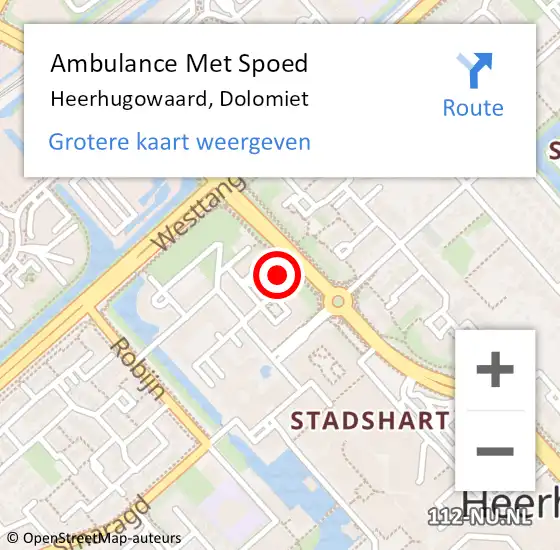 Locatie op kaart van de 112 melding: Ambulance Met Spoed Naar Heerhugowaard, Dolomiet op 28 april 2024 18:49