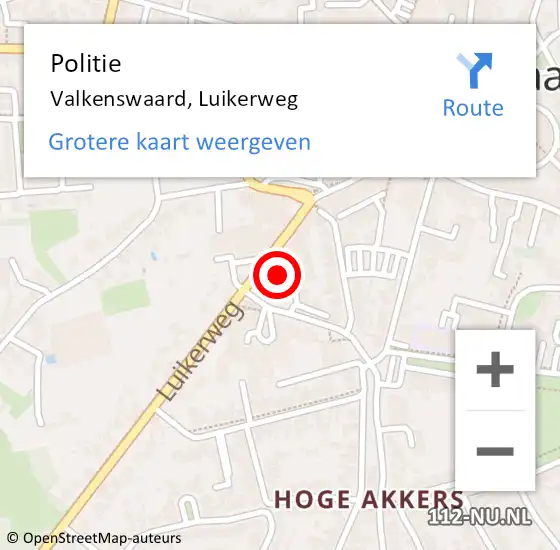 Locatie op kaart van de 112 melding: Politie Valkenswaard, Luikerweg op 28 april 2024 18:53