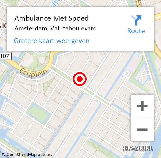 Locatie op kaart van de 112 melding: Ambulance Met Spoed Naar Amsterdam, Valutaboulevard op 28 april 2024 18:58