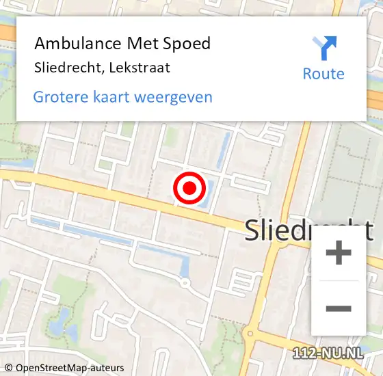 Locatie op kaart van de 112 melding: Ambulance Met Spoed Naar Sliedrecht, Lekstraat op 28 april 2024 19:03