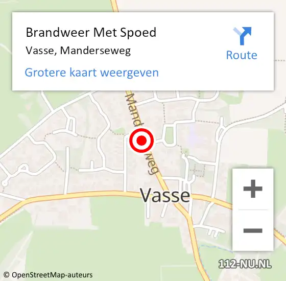 Locatie op kaart van de 112 melding: Brandweer Met Spoed Naar Vasse, Manderseweg op 3 oktober 2014 23:42