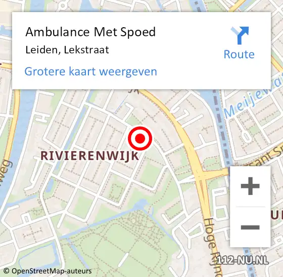 Locatie op kaart van de 112 melding: Ambulance Met Spoed Naar Leiden, Lekstraat op 28 april 2024 19:03