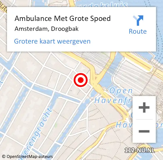 Locatie op kaart van de 112 melding: Ambulance Met Grote Spoed Naar Amsterdam, Droogbak op 28 april 2024 19:04