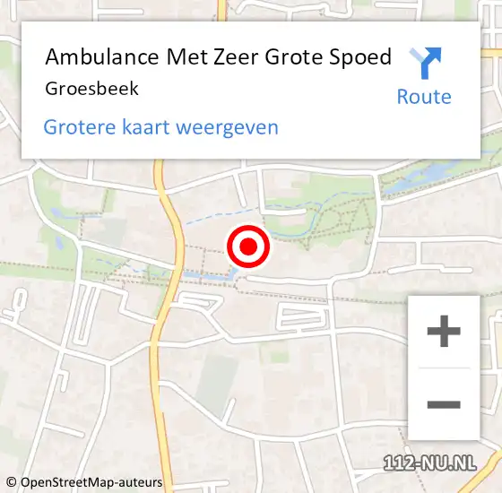 Locatie op kaart van de 112 melding: Ambulance Met Zeer Grote Spoed Naar Groesbeek op 28 april 2024 19:09