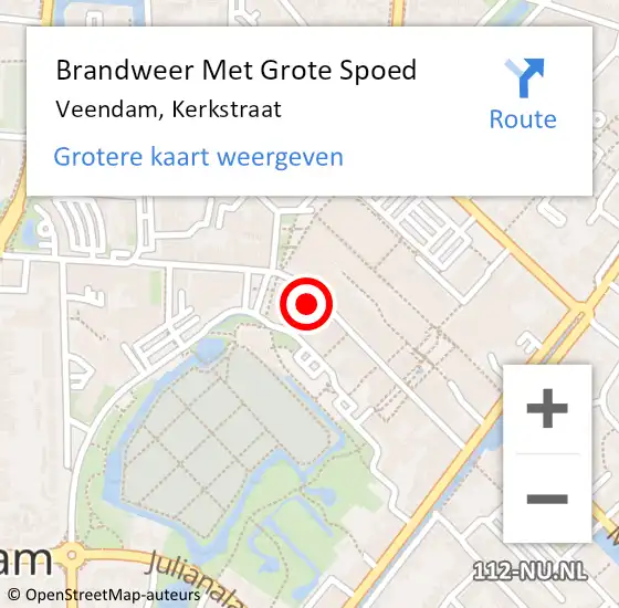 Locatie op kaart van de 112 melding: Brandweer Met Grote Spoed Naar Veendam, Kerkstraat op 28 april 2024 19:25