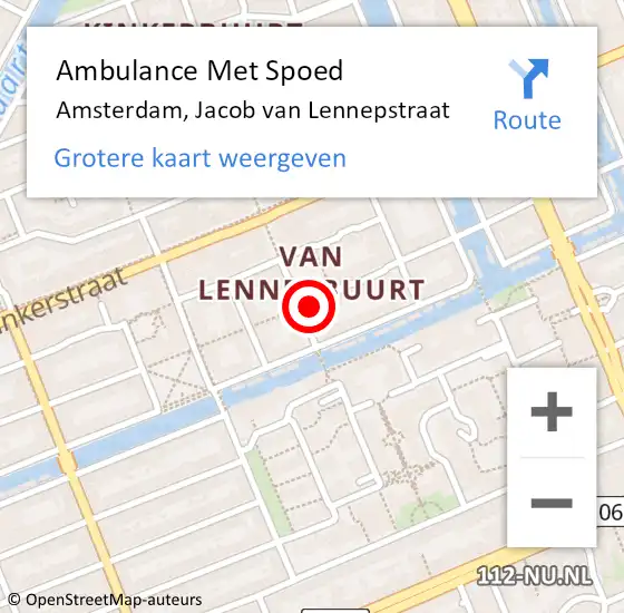 Locatie op kaart van de 112 melding: Ambulance Met Spoed Naar Amsterdam, Jacob van Lennepstraat op 28 april 2024 19:38