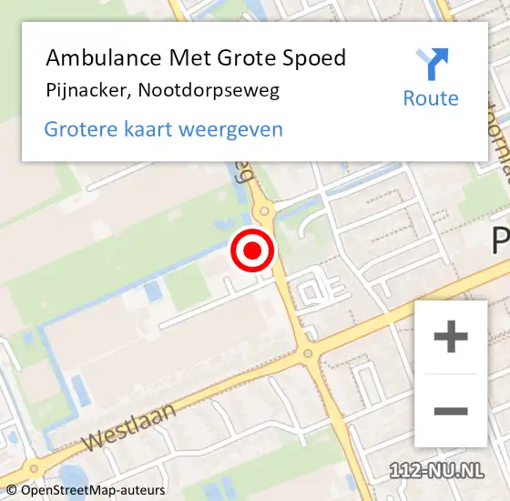 Locatie op kaart van de 112 melding: Ambulance Met Grote Spoed Naar Pijnacker, Nootdorpseweg op 28 april 2024 19:41