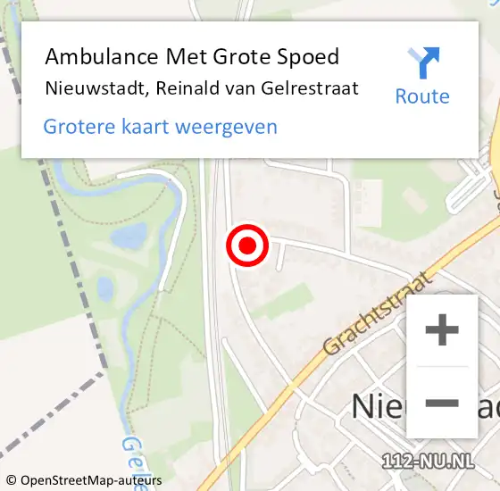 Locatie op kaart van de 112 melding: Ambulance Met Grote Spoed Naar Nieuwstadt, Reinald van Gelrestraat op 3 oktober 2014 23:48