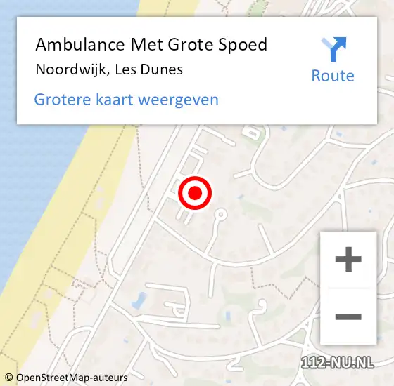 Locatie op kaart van de 112 melding: Ambulance Met Grote Spoed Naar Noordwijk, Les Dunes op 28 april 2024 20:00