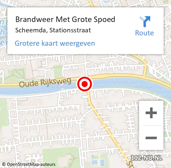 Locatie op kaart van de 112 melding: Brandweer Met Grote Spoed Naar Scheemda, Stationsstraat op 28 april 2024 20:14