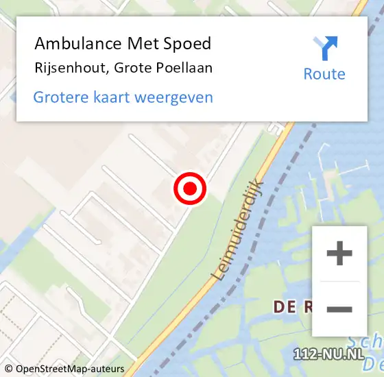 Locatie op kaart van de 112 melding: Ambulance Met Spoed Naar Rijsenhout, Grote Poellaan op 28 april 2024 20:19