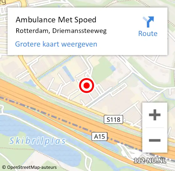 Locatie op kaart van de 112 melding: Ambulance Met Spoed Naar Rotterdam, Driemanssteeweg op 28 april 2024 20:30