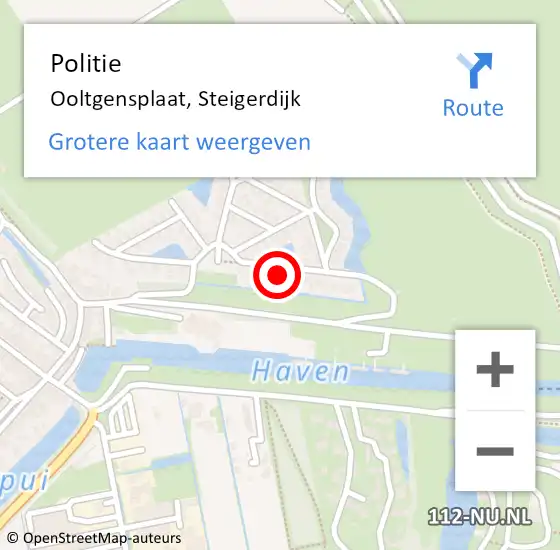 Locatie op kaart van de 112 melding: Politie Ooltgensplaat, Steigerdijk op 28 april 2024 20:48