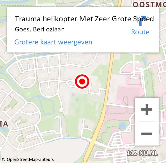 Locatie op kaart van de 112 melding: Trauma helikopter Met Zeer Grote Spoed Naar Goes, Berliozlaan op 28 april 2024 20:52